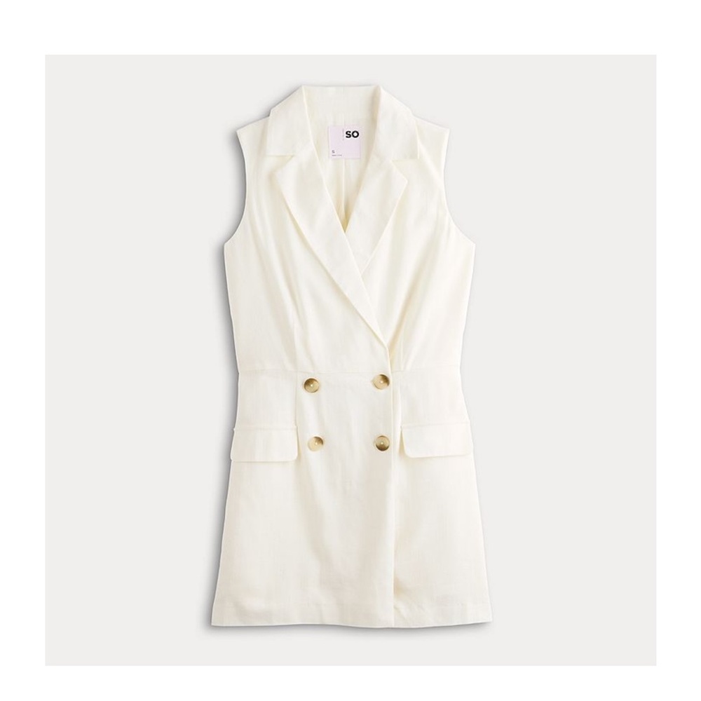 Sleeveless White Double-Breasted Romper